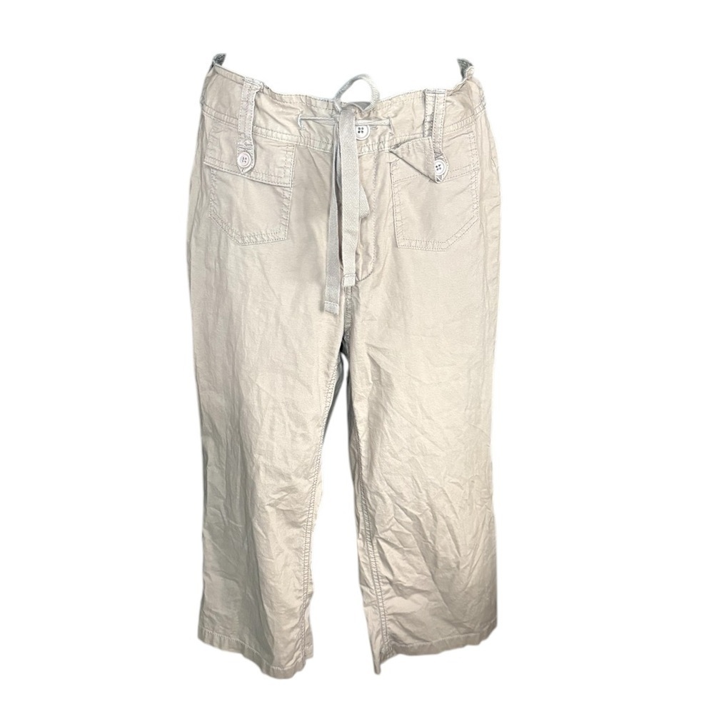 St John' Bay Capri pants women's size 6 khaki brown draw sting pockets cotton